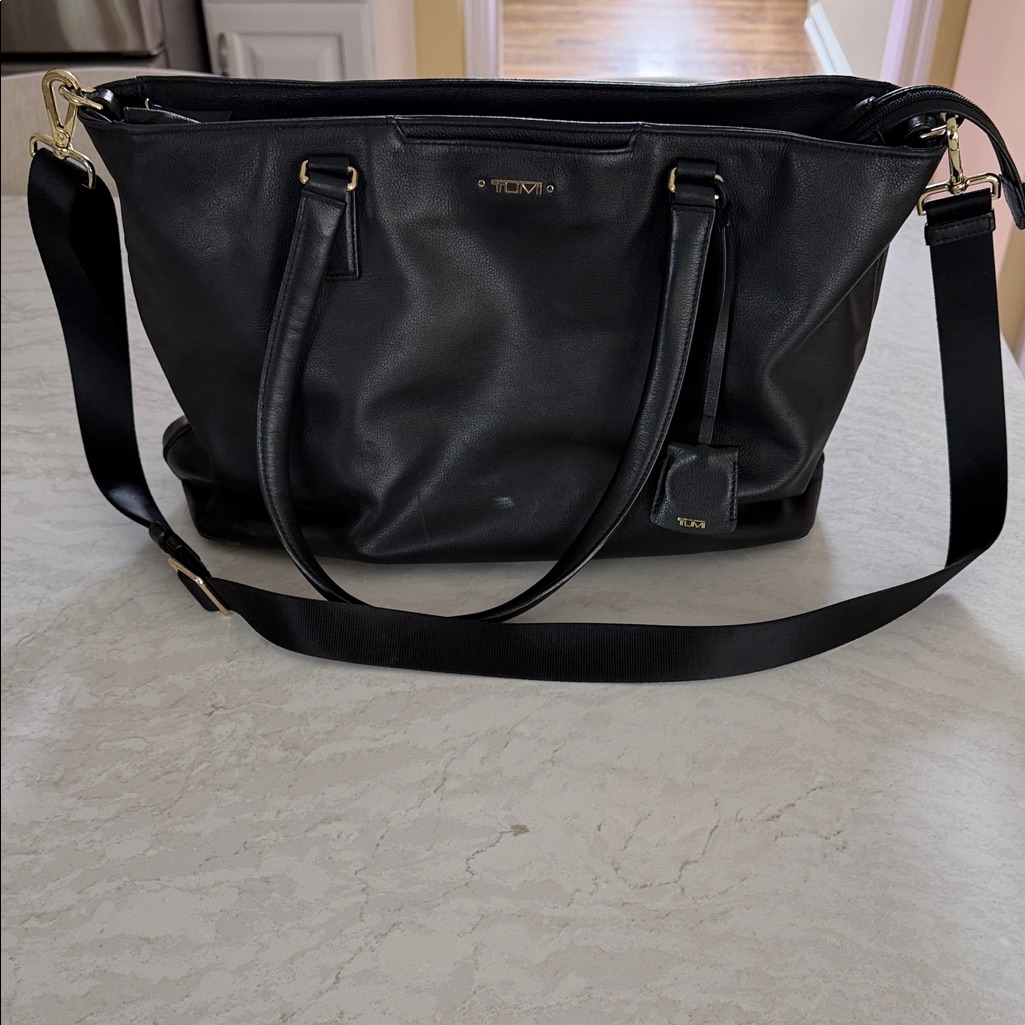 Tumi Voyager Monika Black Leather Tote Bag